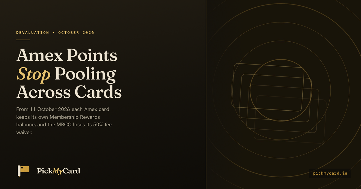 From 11 October 2026 American Express India keeps Membership Rewards points separately on each card instead of pooling them, and removes the 50% annual fee waiver on the Membership Rewards Credit Card.
